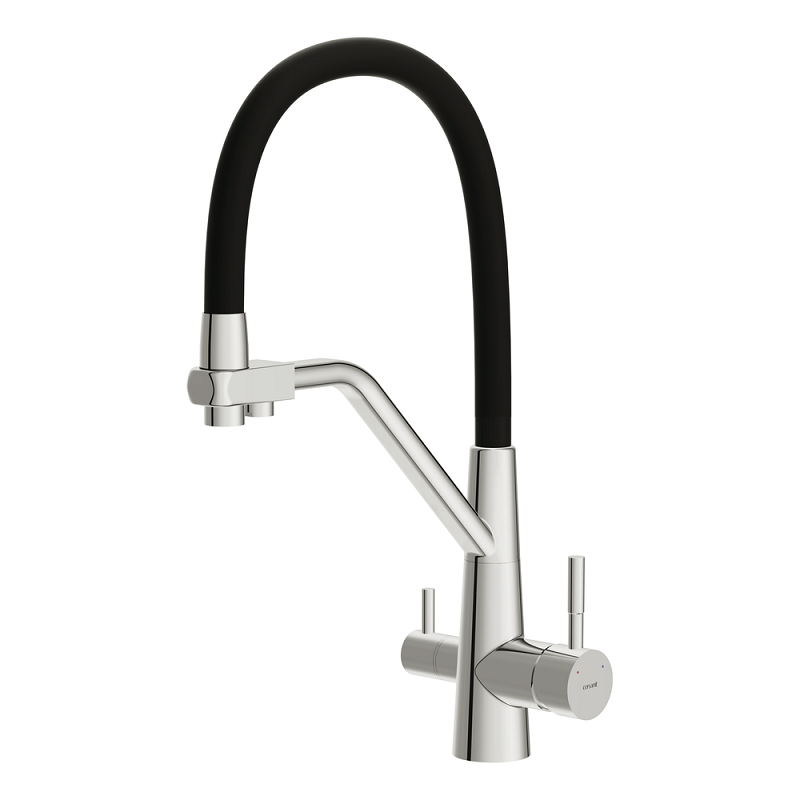 Изображение товара Смеситель Cersanit Vivo 68217, для кухонной мойки, с подключением к фильтру, хром/черный