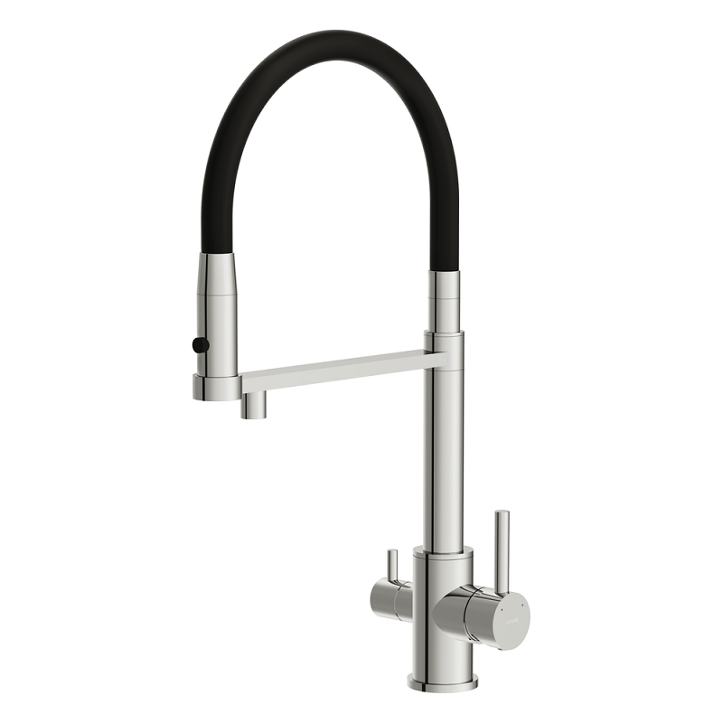 Изображение товара Cersanit Zen 68249 Смеситель для кухонной мойки с подключением к фильтру хром черный