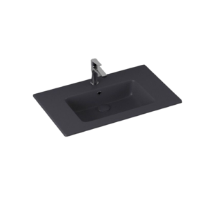 Изображение товара Раковина Isvea SistemaT, 80 см, фарфор, цвет матовый антрацит, 10SL51081-2C