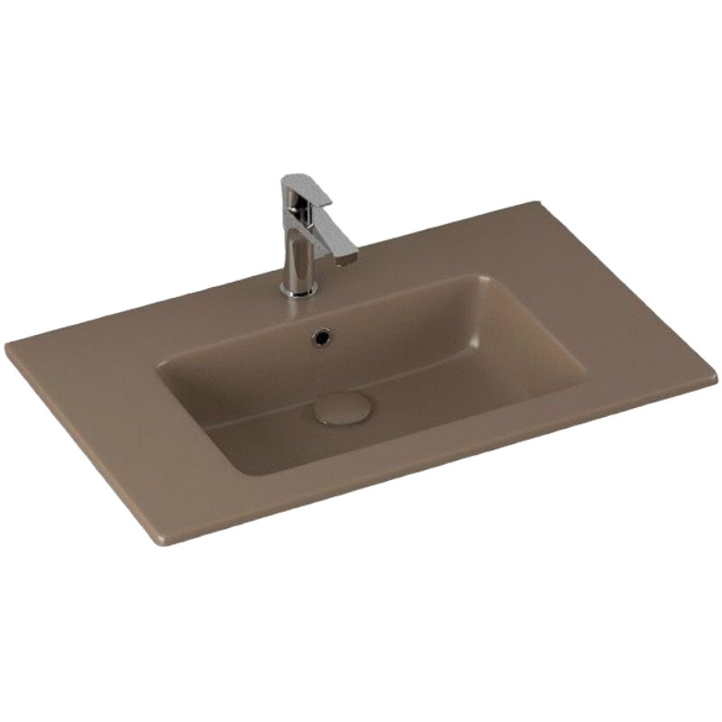 Изображение товара Раковина Isvea SistemaT 10SL51081SV-2H 80 см фарфор коричневый матовый