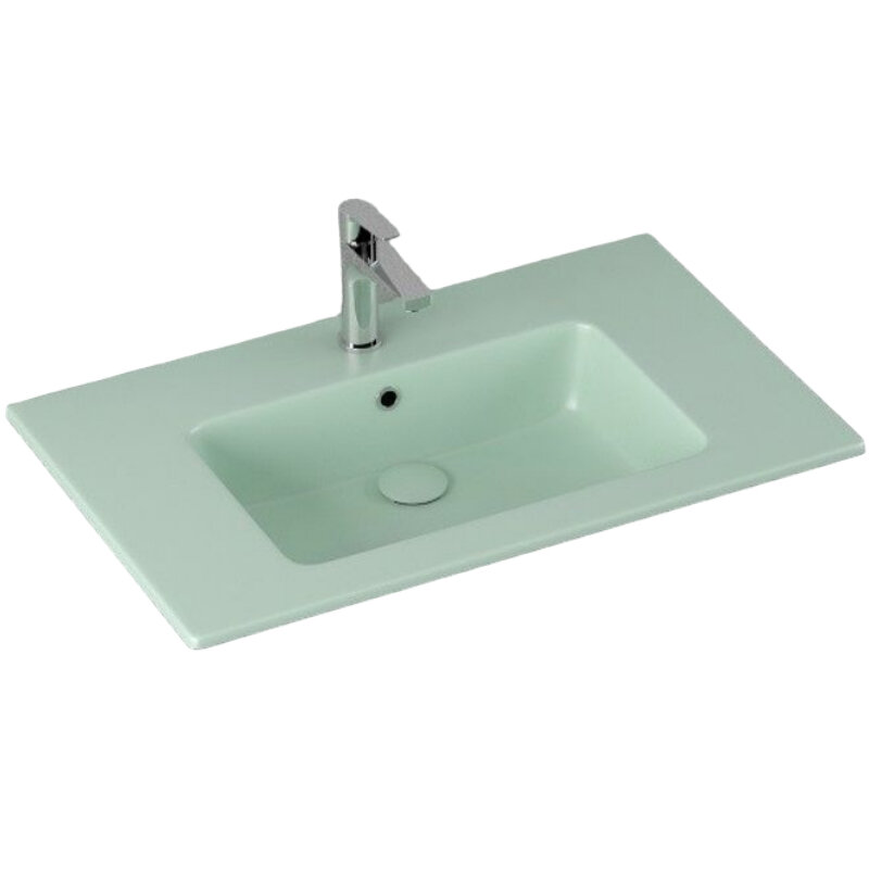 Изображение товара Раковина Isvea SistemaT, 80 см, фарфор, цвет мятно-зеленый матовый, 10SL51081-2T