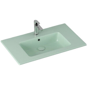 Изображение товара Раковина Isvea SistemaT, 80 см, фарфор, цвет мятно-зеленый матовый, 10SL51081-2T