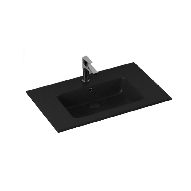 Изображение товара Раковина Isvea SistemaT 10SL51081SV-2N, 80 см, фарфор, цвет черный матовый