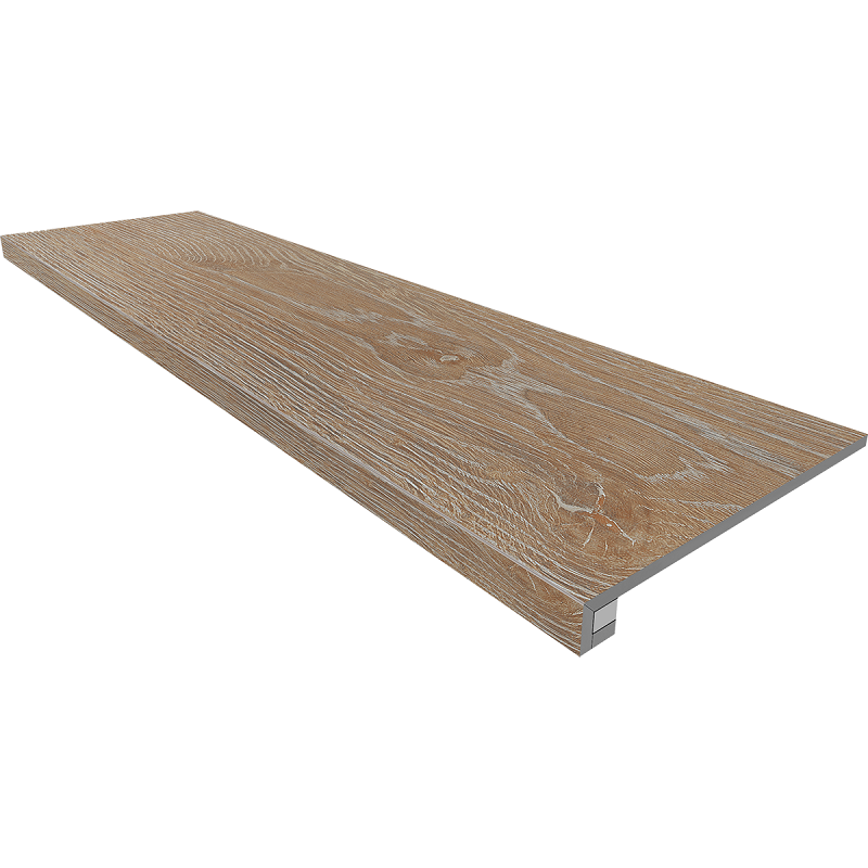Изображение товара Ступень, керамогранит Estima Kraft Wood KW01 70608, 33х120 см без насечек+Подступенок 14.5х120 см, rusty beige