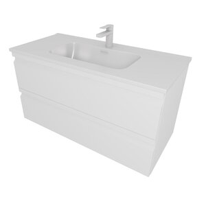 Изображение товара Тумба с раковиной Aquatek Вега AQ77100-MW, 100 см, подвесная, белый матовый