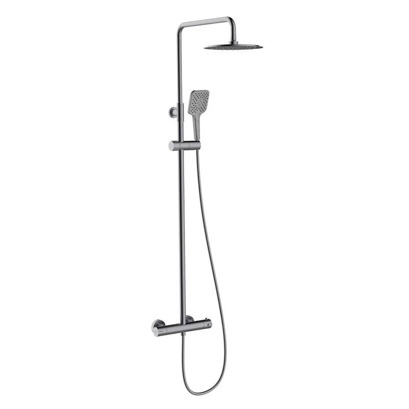 Изображение товара Душевая система Clever Up! Urban 61958, регулируемая, термостат, цвет оружейная сталь