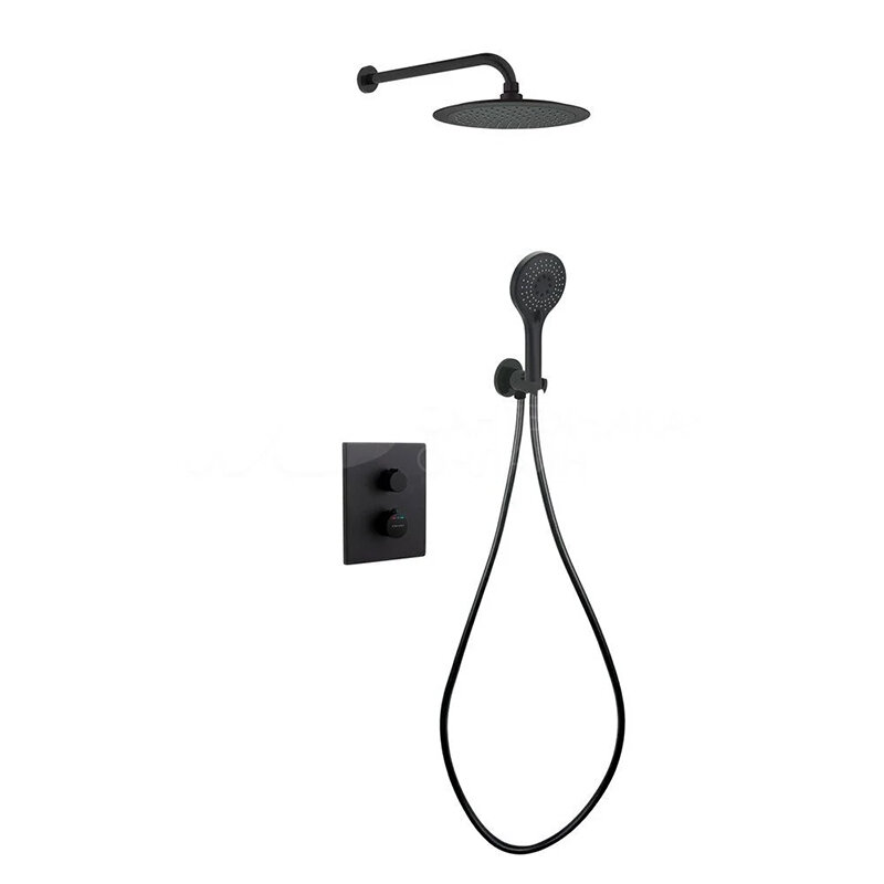Изображение товара Душевая система Clever Up! Urban с термостатом черный матовый 61866 Изображение товара Душевая система Clever Up! Urban с термостатом черный матовый 61866