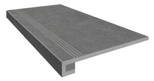 Изображение товара Ступень, керамогранит Estima Luna LN03 36835, 33х120 см с насечками+Подступенок 14.5х120 см, anthracite