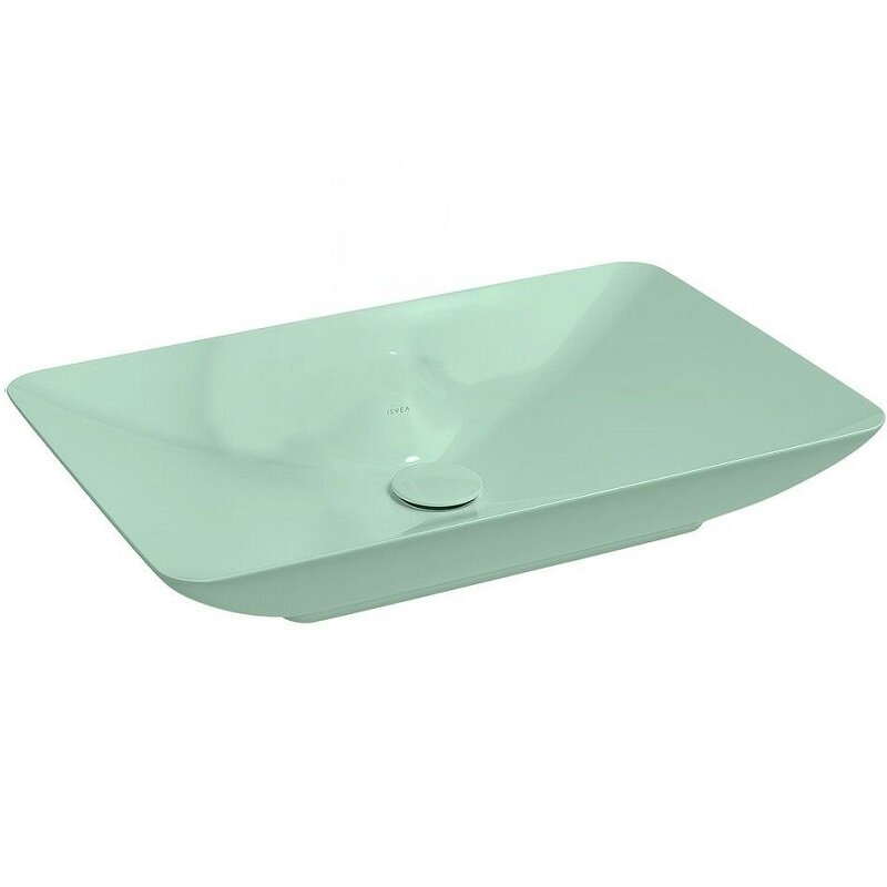 Изображение товара Раковина Isvea SistemaY Clear 10SY50060-2T, 60 см, фарфор, без места под смеситель, цвет мятно-зеленый матовый