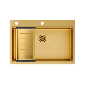 Изображение товара Кухонная мойка Paulmark Kroner-Pro 75 см из нержавеющей стали с брашированным золотом