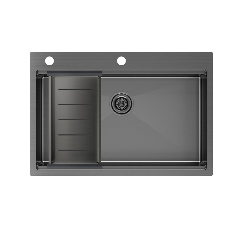 Изображение товара Кухонная мойка Paulmark Kroner-Pro с коландером нержавеющая сталь 75 см