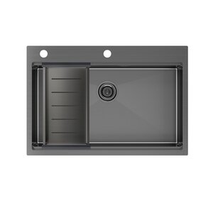 Изображение товара Кухонная мойка Paulmark Kroner-Pro с коландером нержавеющая сталь 75 см