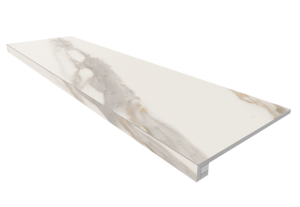 Изображение товара Ступень, керамогранит Estima Miramare RM01 70543, 33х120 см без насечек+Подступенок 14.5х120 см, white