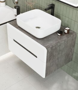 Изображение товара Тумба под раковину Art&Max AM-Genova-800-2C-SO-BC, 80 см подвесная, бетон бромо, белый глянцевый