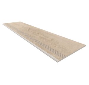 Изображение товара Ступень, керамогранит Estima Soft Wood SF02 69406, 30 x 120 см, с насечками, creamy