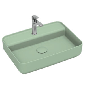 Изображение товара Раковина Isvea Infinity 10NF66055SV-2T, 55 см, фарфор, угловая, мятно-зеленый матовый