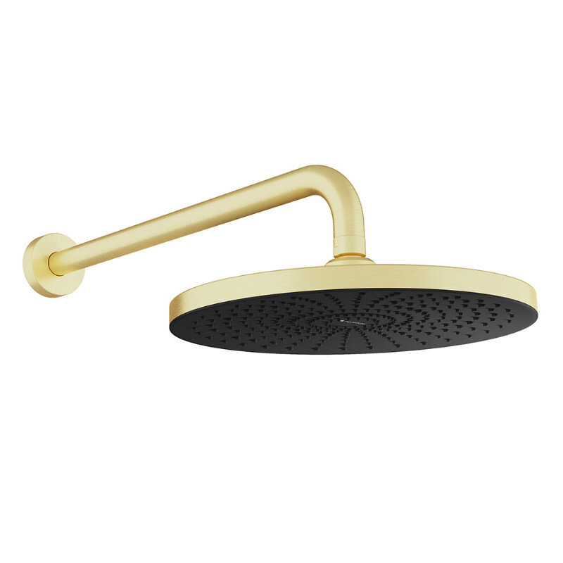 Изображение товара Верхний душ Aqueduto Chuva AQDSCHU0950 с держателем золото шлифованное, монтаж на стену