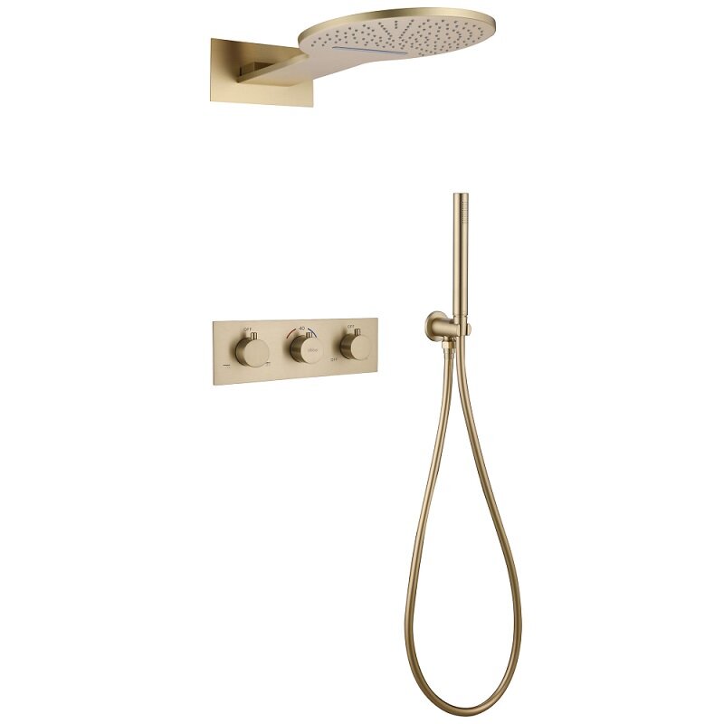 Изображение товара Душевая система Abber Wasser Kreis AF8151G термостатическая с матовым золото PVD покрытием