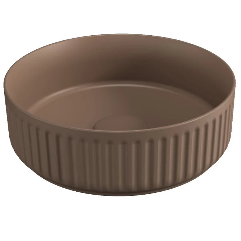Изображение товара Раковина Isvea Infinity 10NF66036SV-2H, круглая, фарфор, коричневый матовый, накладная