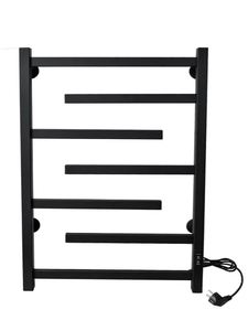 Изображение товара Полотенцесушитель электрический Тера Каскад ПСК-24-03д.ч, ширина 50 см, высота 80 см, диммер справа, черный муар матовый