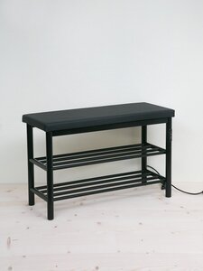 Изображение товара Электросушитель для обуви Тера Прима ПСК-40-02д.ч.ч, ширина 76 см, высота 49 см, диммер справа, каркас черный матовый/сиденье черное