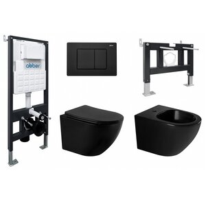 Изображение товара Комплект сантехники Abber Bequem с подвесным унитазом, бидером и инсталляцией