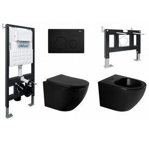 Изображение товара Комплект сантехники Abber Bequem инсталляция Унитаз БиДе 10 лет гарантия черный матовый