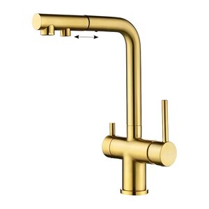 Изображение товара Смеситель для кухонной мойки Paulmark Serpentine Se213222-BG, с подключением к фильтру питьевой воды, брашированное золото