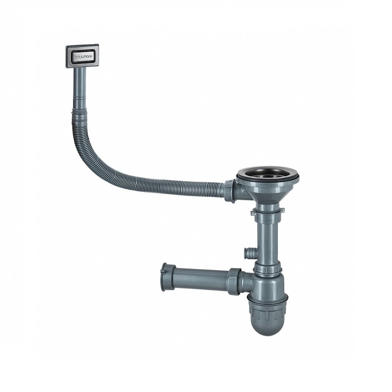 Изображение товара Сифон Paulmark Konz для кухонной мойки PM2022-GM из нержавеющей стали