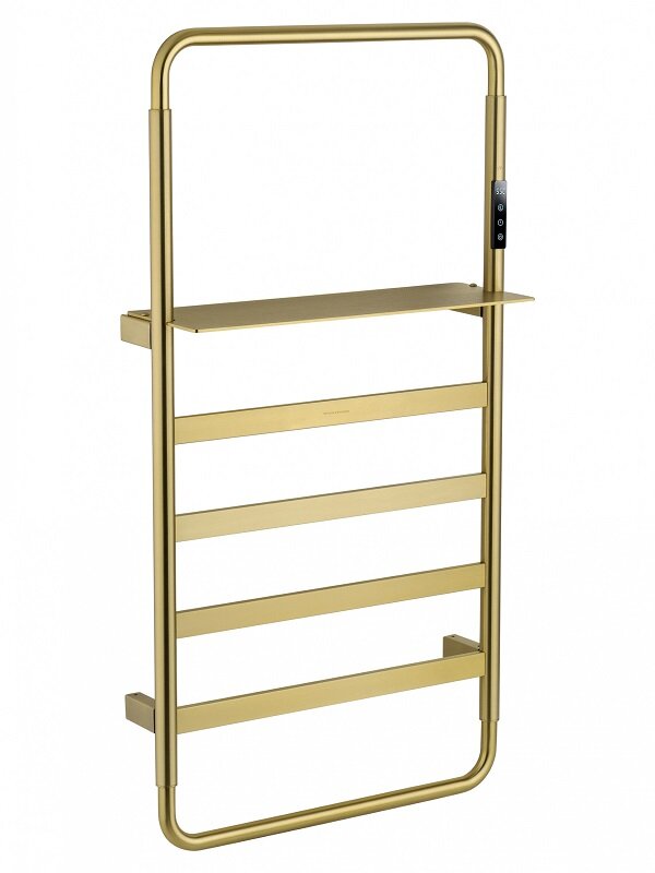 Изображение товара Полотенцесушитель электрический Wonzon & Woghand Dusseldorf WW-A203-BG, ширина 50 см, высота 90 см, диммер справа, с полкой, брашированное золото