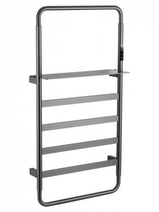 Изображение товара Полотенцесушитель электрический Wonzon & Woghand Dusseldorf WW-A203-GM, ширина 50 см, высота 90 см, диммер справа, с полкой, темный графит