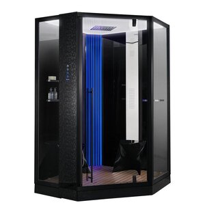 Изображение товара Душевая кабина Orans Diamond SR-89106S-Black, Long door handle, 130 x 130 см, турецкая баня, заднее стекло черное, стекла прозрачные, профиль черный