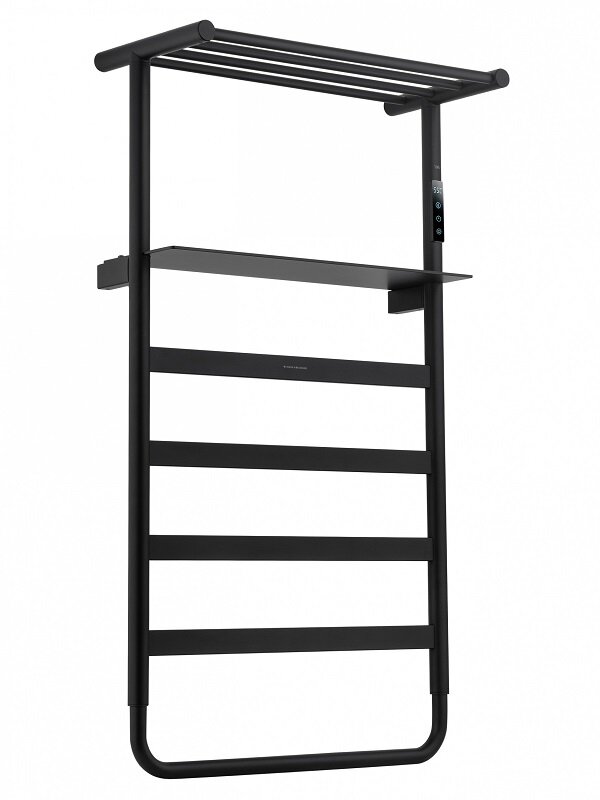 Изображение товара Полотенцесушитель Wonzon & Woghand WW-A208-MB с полками и диммером, 70 Вт, черный матовый