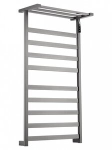 Изображение товара Полотенцесушитель электрический Wonzon & Woghand Frankfurt WW-1029-GM, ширина 50 см, высота 90 см, диммер справа, с полкой, темный графит PVD