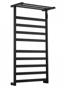 Изображение товара Полотенцесушитель электрический Wonzon & Woghand Frankfurt WW-1029-MB, ширина 50 см, высота 90 см, диммер справа, с полкой, черный матовый