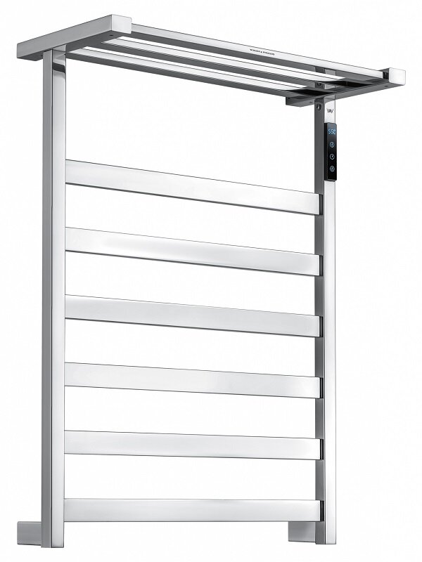 Изображение товара Полотенцесушитель электрический Wonzon & Woghand Frankfurt WW-A1026-CR, ширина 50 см, высота 65 см, диммер справа, с полкой, хром
