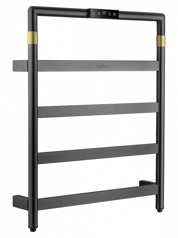 Изображение товара Полотенцесушитель электрический Wonzon & Woghand Koln WW-A6014-GM, ширина 50 см, высота 60 см, диммер с подсветкой, темный графит PVD