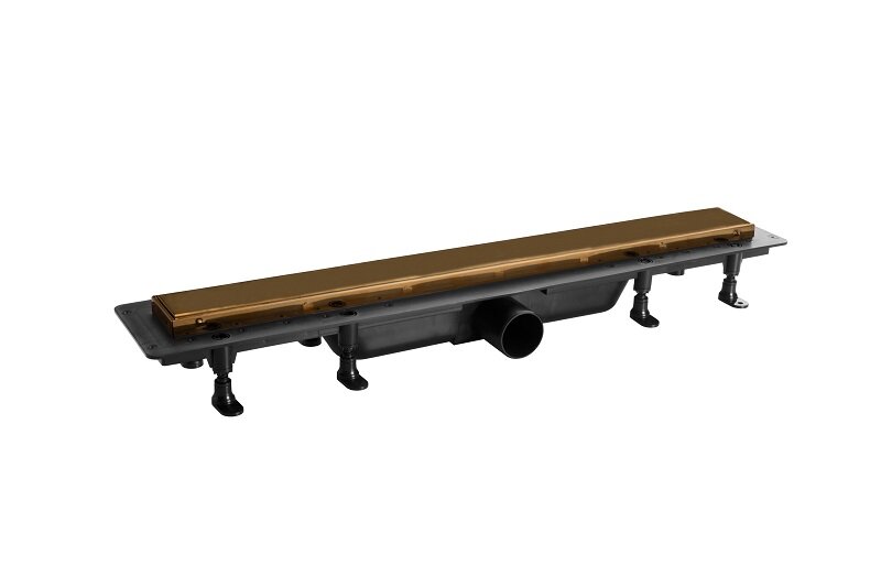 Изображение товара Дренажный канал PlastBrno Design 4 SZH9550 55 см с решеткой под плитку золото матовое