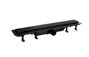 Изображение товара Дренажный канал PlastBrno Design 4 SZA7650, 65 см, с решеткой под плитку, черный