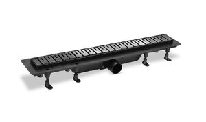 Изображение товара Дренажный канал PlastBrno Design 2 SZA865M, 65 см, решетка перфорированная, оружейный металл