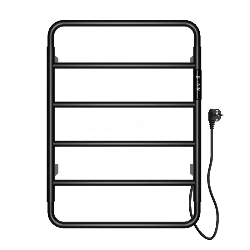 Изображение товара Полотенцесушитель электрический Wonzon & Woghand Wismar WW-AL201-MB, ширина 50 см, высота 65 см, диммер справа, черный матовый