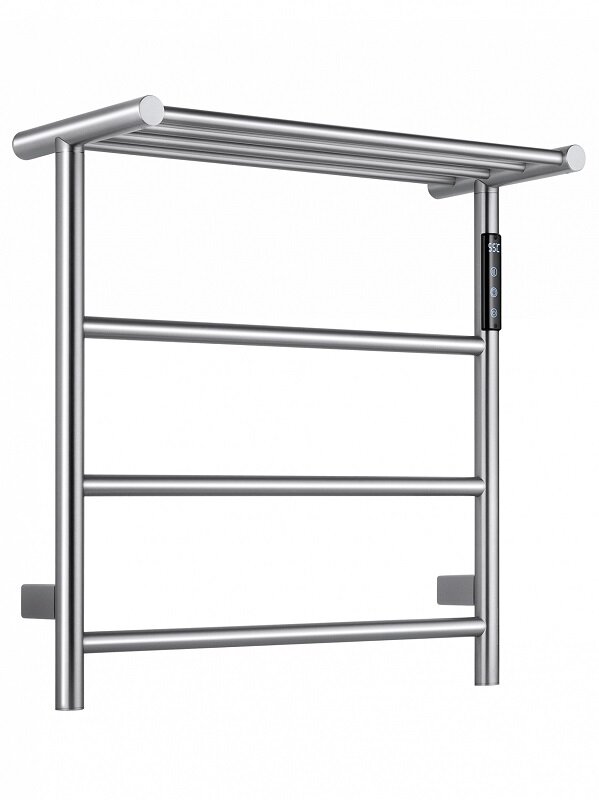 Изображение товара Полотенцесушитель электрический Wonzon & Woghand Bonn WW-AL402-BR, ширина 50 см, высота 50 см, диммер справа, с полкой, брашированный никель PVD