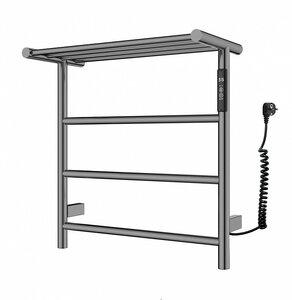 Изображение товара Полотенцесушитель электрический Wonzon & Woghand Bonn WW-AL402-GM, ширина 50 см, высота 50 см, диммер справа, с полкой, темный графит