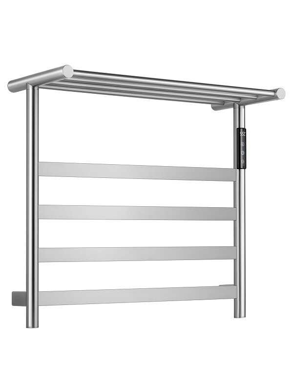 Изображение товара Полотенцесушитель электрический Wonzon & Woghand Essen WW-A402-BR, ширина 60 см, высота 50 см, диммер справа, с полкой, брашированный никель PVD Изображение товара Полотенцесушитель электрический Wonzon & Woghand Essen WW-A402-BR, ширина 60 см, высота 50 см, диммер справа, с полкой, брашированный никель PVD