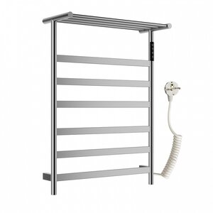 Изображение товара Полотенцесушитель электрический Wonzon & Woghand Essen WW-A403-BR, ширина 60 см, высота 80 см, диммер справа, с полкой, брашированный никель PVD