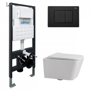 Изображение товара Комплект сантехники Abber Rechteck инсталляция унитаз сиденье микролифт клавиша черный матовый