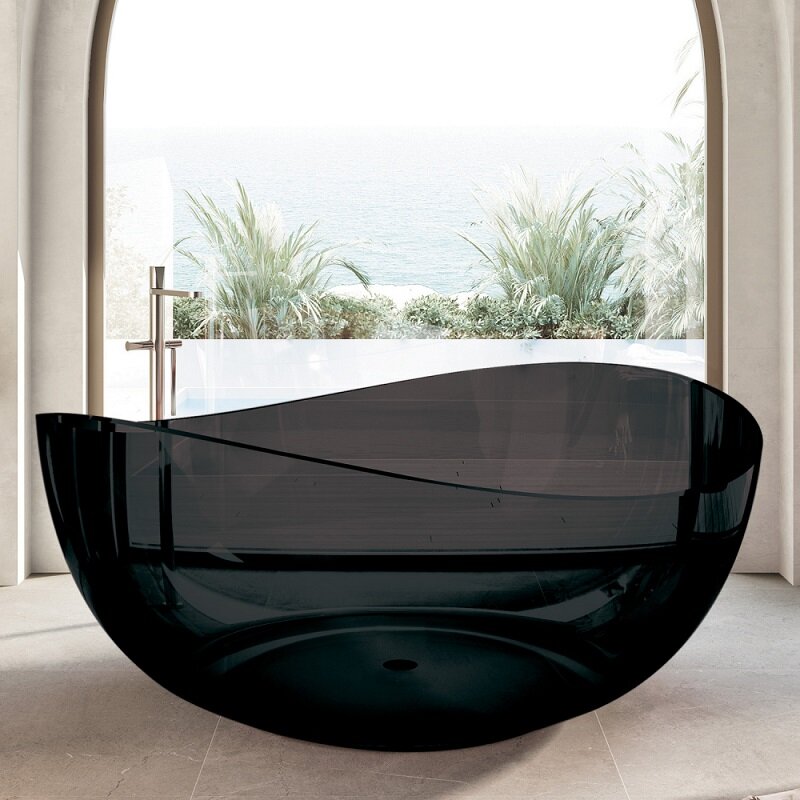 Изображение товара Прозрачная ванна Abber Kristall AT9705 Onyx 150х150 см черная отдельностоящая