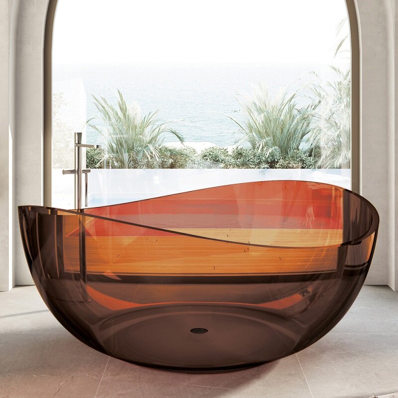 Изображение товара Прозрачная ванна Abber Kristall AT9705Opal, 150x150 см, коричневая