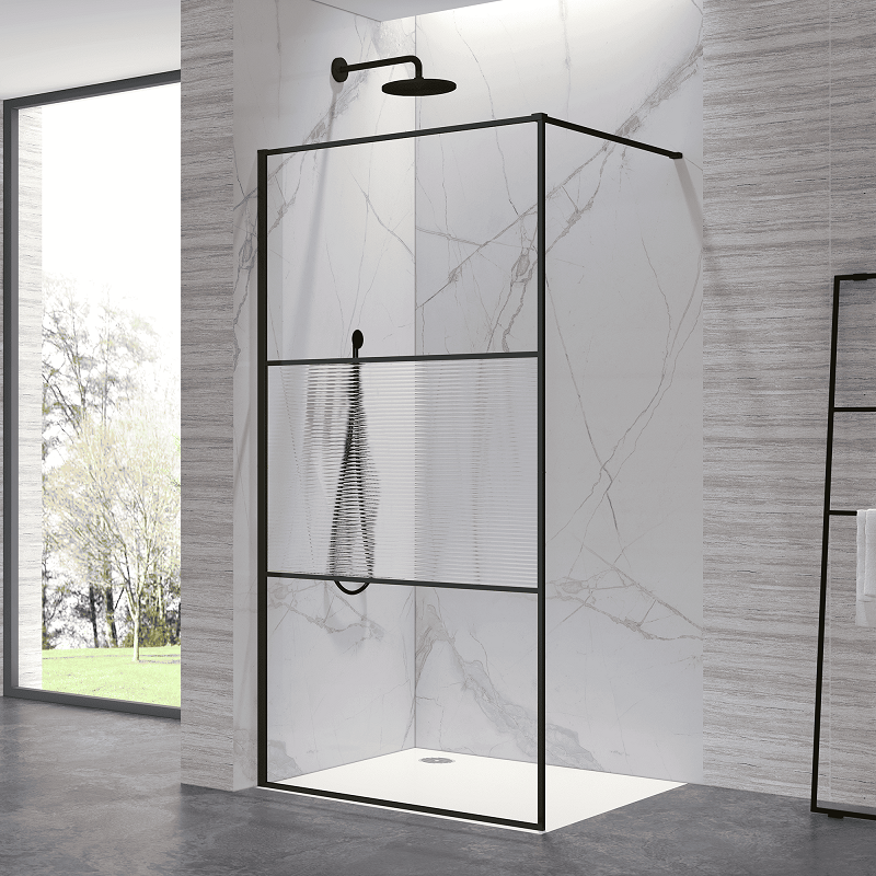 Изображение товара Душевая стенка RGW WA-09B 06100912-224, со свободным входом, 120 см, стекло рифленое, профиль черный