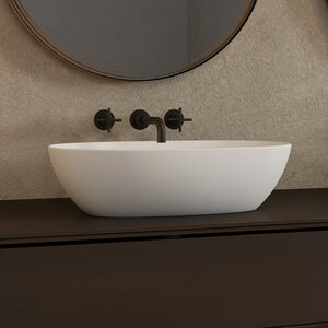 Изображение товара Раковина Abber Stein AS2636, 55 х 38 см, искусственный камень, накладная, белая матовая